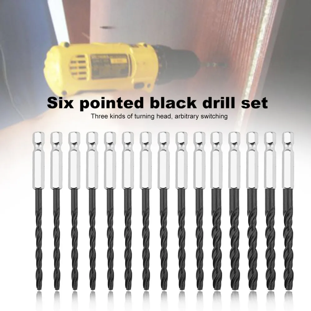 15pcs Twist Drill Bit Set Tools 3mm 4mm 5mm High Speed Steel Nitriding