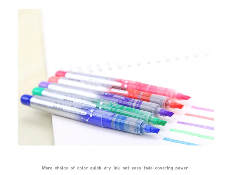 5pc new office multicolor power line free ink high-lighter pen