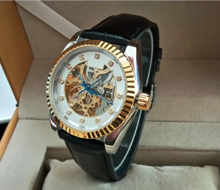 

37mm Luxury watch M182SK Automatic Self-Wind movement Limited Edition hollow out true Cowhide strap Men's watch pa3-8