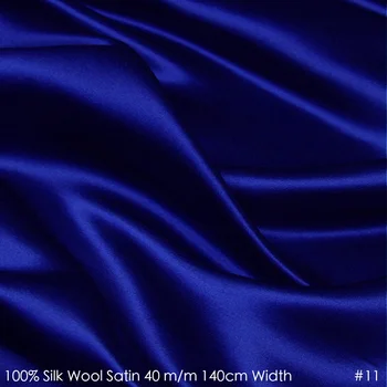 

SILK WOOL SATIN 140cm width 40mm/28%Silk+72%Wool Satin Fabric for Sewing Suits Set /Vestido-No.11 Royal Blue