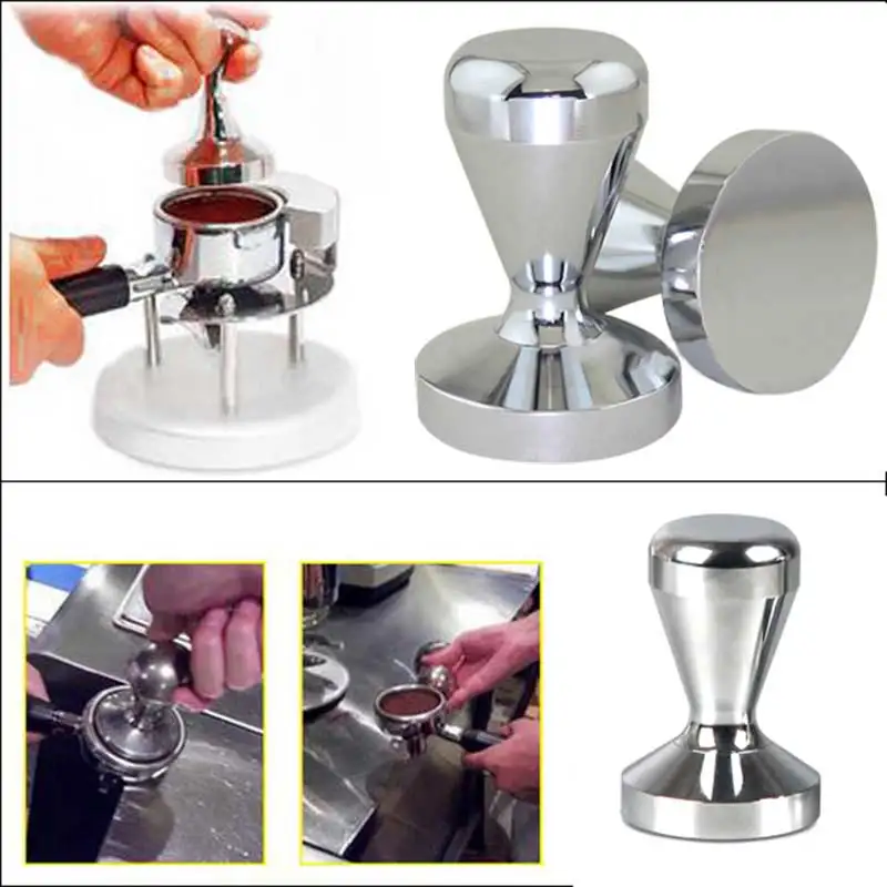 الفولاذ المقاوم للصدأ القهوة عبث باريستا إسبرسو شقة العبث 51mm 49mm قاعدة واضحة الجسم الصحافة Coffeeware مقهى متجر أداة