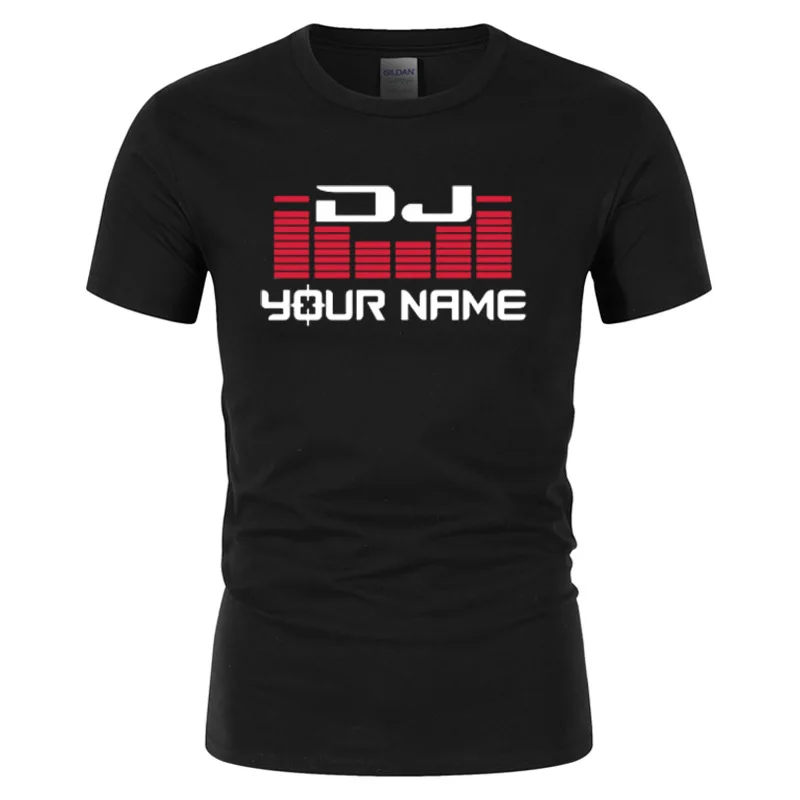 DJ tu nombre de los hombres de impresión personalizada T camisa Camiseta de Hombre de moda Hip Hop hombres Casual de algodón de manga corta camiseta Plus tamaño