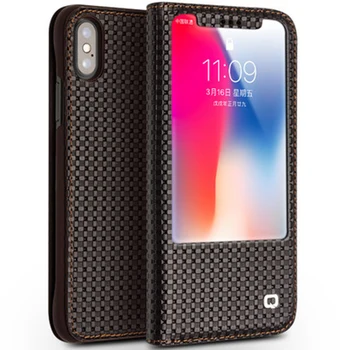 

For Apple iPhone X Case Window View Flip Phone Cover for Fundas iPhone x 5.8inch Luxury Genuine Leather Skin Bag coque capa