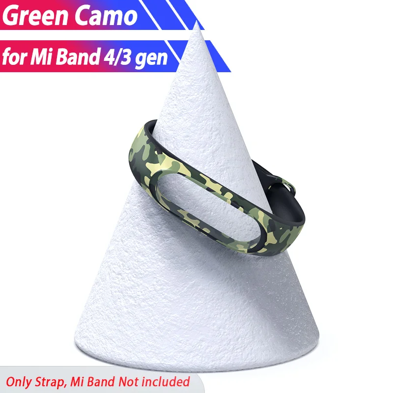 Мягкий силиконовый браслет для Xiaomi mi группа 4 Band 3 Камуфляжный ремешок силиконовый браслет-повязка на mi band4 band3 - Цвет: Camouflage Green