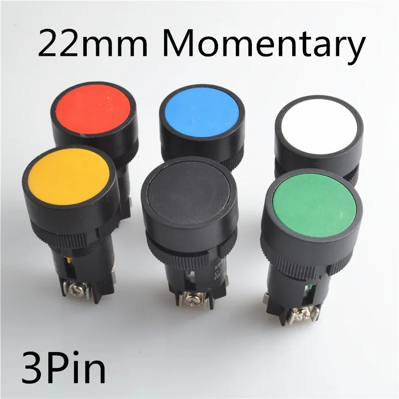 1 шт. 22 мм Мгновенный кнопочный переключатель красный зеленый синий желтый черный белый нормальный открытый+ нормальный закрытый XB2-EA142 XB2-EA131