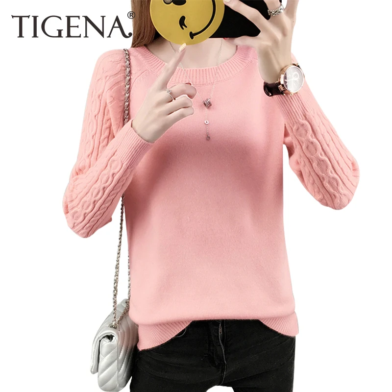 TIGENA 2018 Autumn Winter Women Sweaters And Pullovers Female Long Sleeve Tricot Jumper Women Knitted Tops Pull Femme TIGENA 2018 Autumn Winter Women Sweaters And Pullovers Female Long Sleeve Tricot Jumper Women Knitted Tops Pull Femme