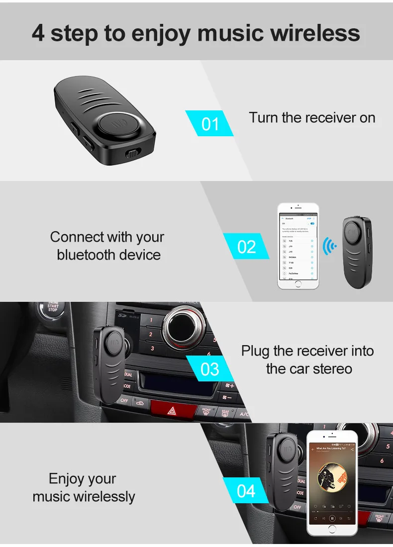 Rovtop Bluetooth 5,0 приемник адаптер 3,5 мм Aux беспроводной стерео музыкальный аудио приемник с микрофоном автомобильное радио Bluetooth адаптер