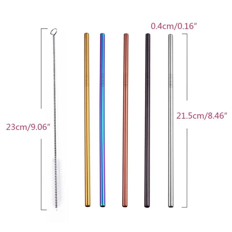 Reusable Drinking Straw Stainless Steel Metal Staws Party Tableware Supplies Drinking Tube for Juice Tea