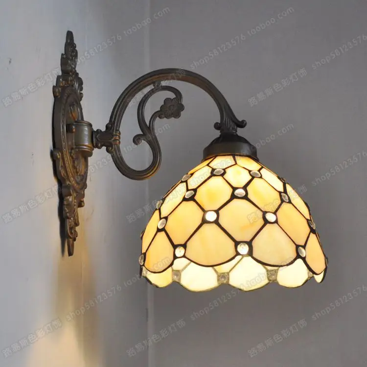 European classical zinc alloy beads living room bedroom wall Tiffany fashion jewelry glass bedside lamps Bar Retro Restaurant french villa crystal lamps living room chandelier bedroom lamps restaurant lamps alloy continental pendant glass zinc alloy led