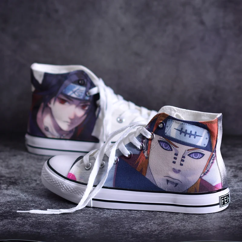 Аниме «Наруто» обе стороны расписанные вручную парусиновая обувь на Хэллоуин Akatsuki ботинки героя аниме «Наруто» Учиха Итачи Сникеры с рисунком в виде граффити X9086 размера плюс 48 - Цвет: 13