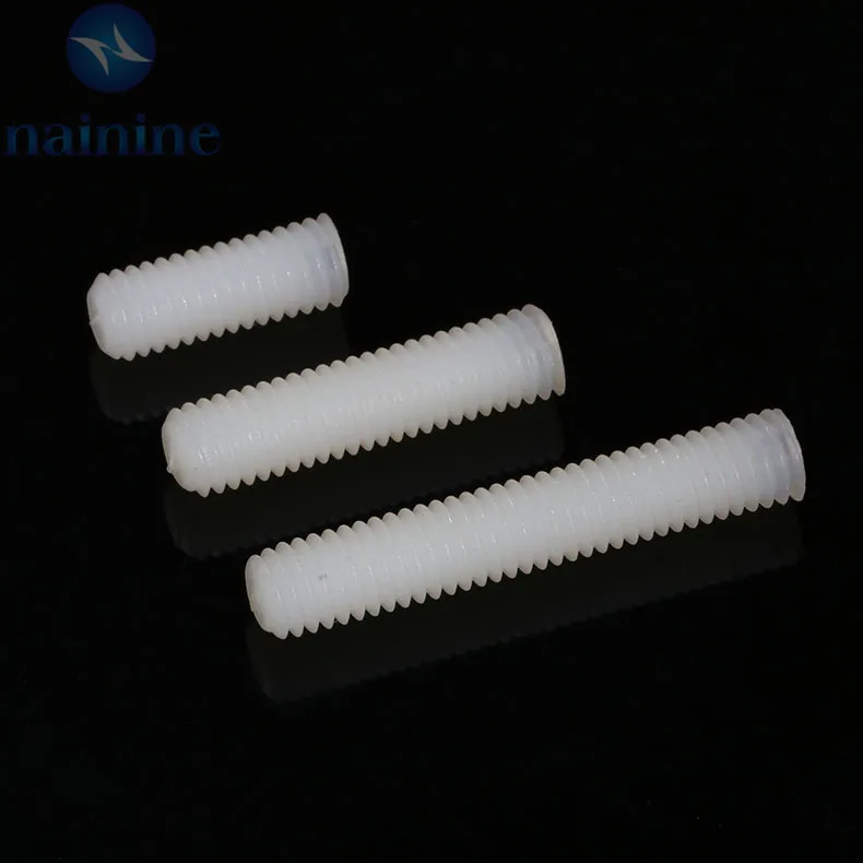 50Pcs M3 M4 Flat Head Slotted Screws Plastic Nylon Set Screws Headless