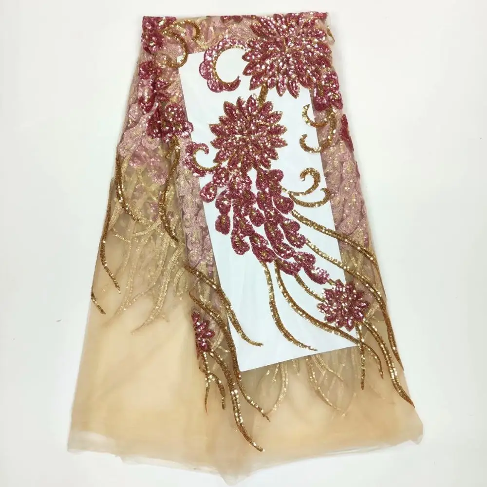 

Wholesale Price Sequins Lace Fabrics New Style Nigerian Tulle Mesh Lace with Sequins Nigerian tulle Lace for Wedding Dress