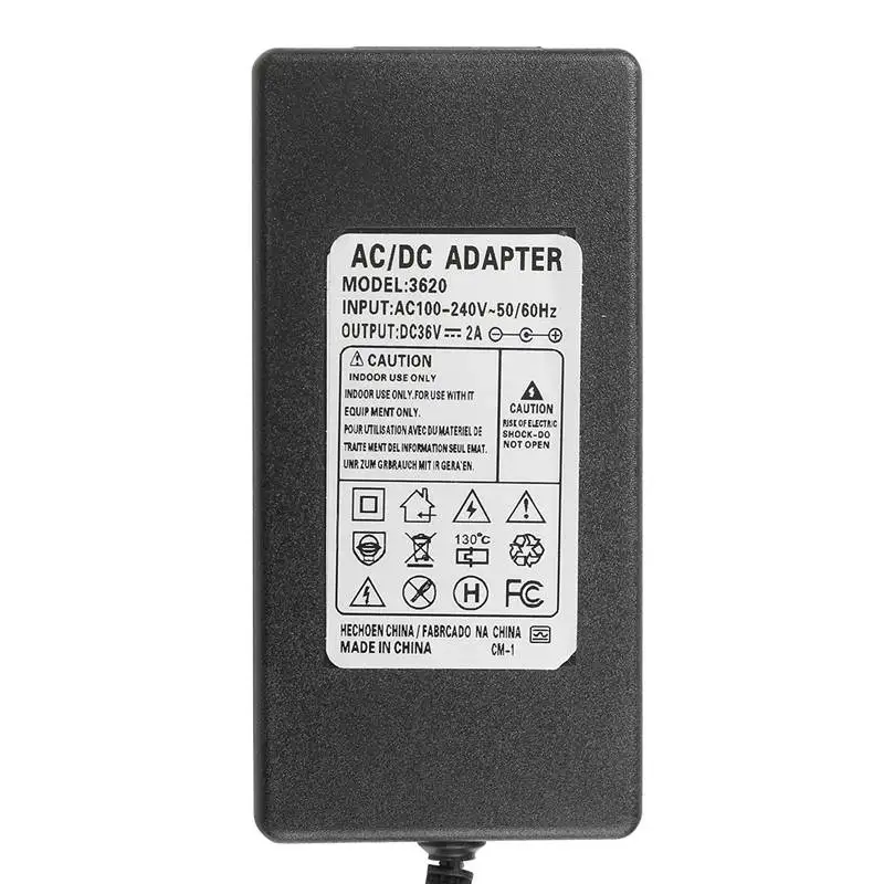 AC 100 V-240 36В постоянного тока 2A 72 W фары для Питание Зарядное устройство переходник адаптер зарядное устройство выходной адаптер Jack 5,5 мм