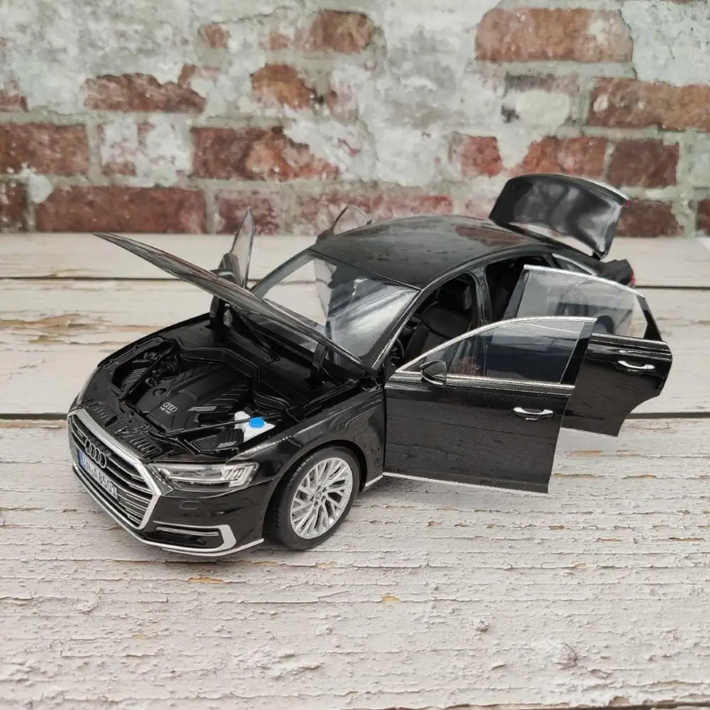 1:18 Diecast Model for Audi A8L W12 Black Sedan Alloy Toy Car Miniature Collection Gifts A8 S8