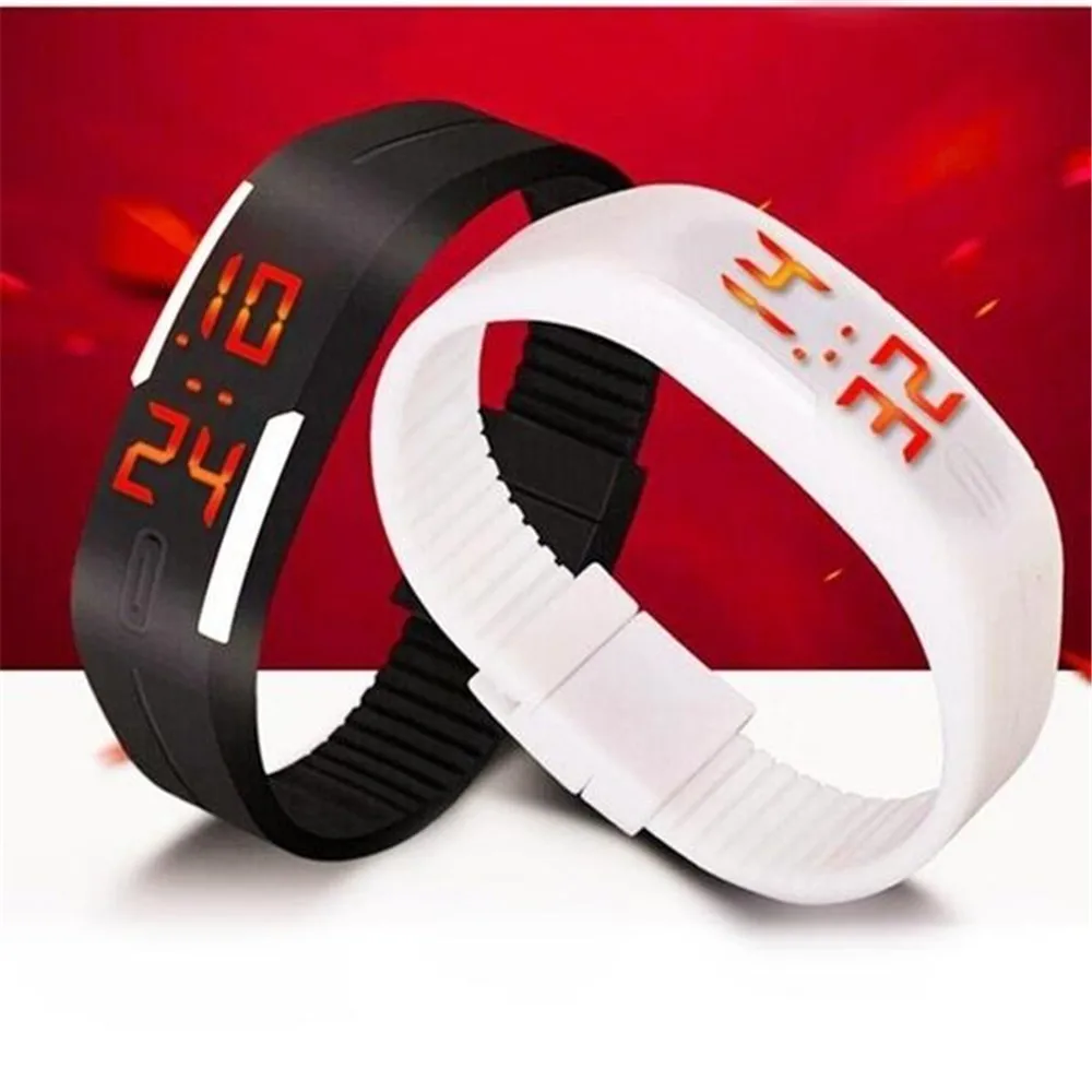 

Touch Screen LED Bracelet Digital Watches Waterproof Electronics Clock Wrist Watch Silicone Band Watch For Men Ladies Child