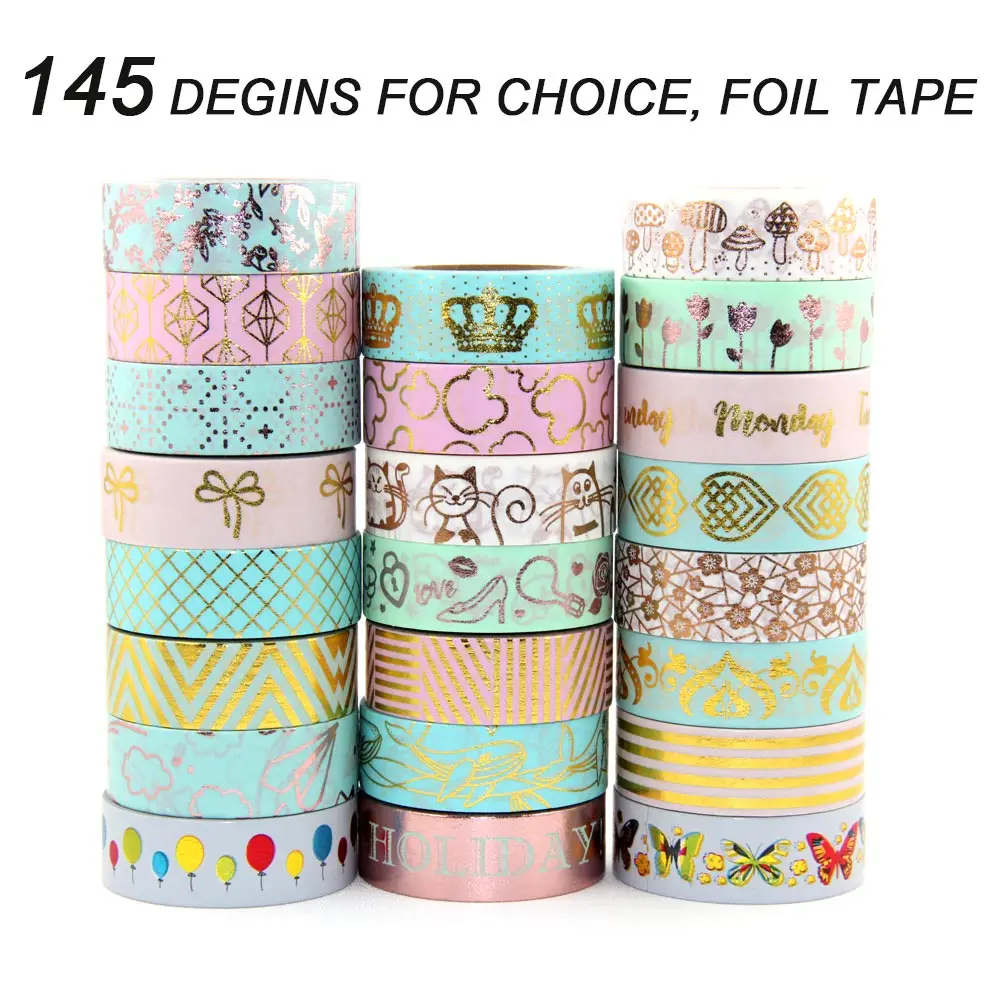 

New gold foil masking Tape For Christmas Card Decorative gold Paper washi Tape 10 rolls
