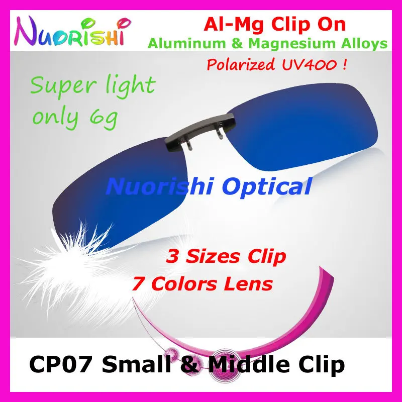 20ks Al-Mg Alloy Driving Polarized Brýle Brýle 7 Barvy UV400 Clip Lens Clip On On pro malé a střední klipy CP07 Doprava zdarma