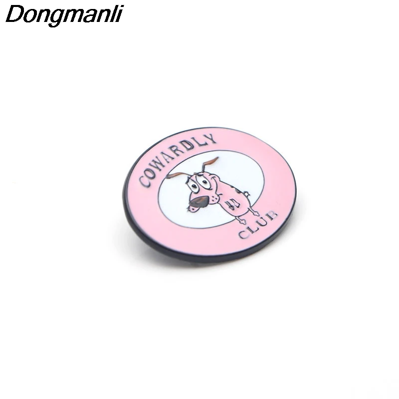 P2987 Dongmanli Courage The Cowardly Dog Metal Enamel Pins and Brooches for Women Men Lapel pin backpack bags badge pin Gifts