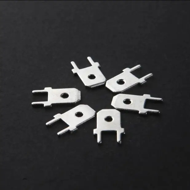 

Free shipping 50pcs 6.3mm Wiring PCB PCB Welded Terminals 0.8mm Thick Pie Crimp Terminals 6.3 Insert spring insert