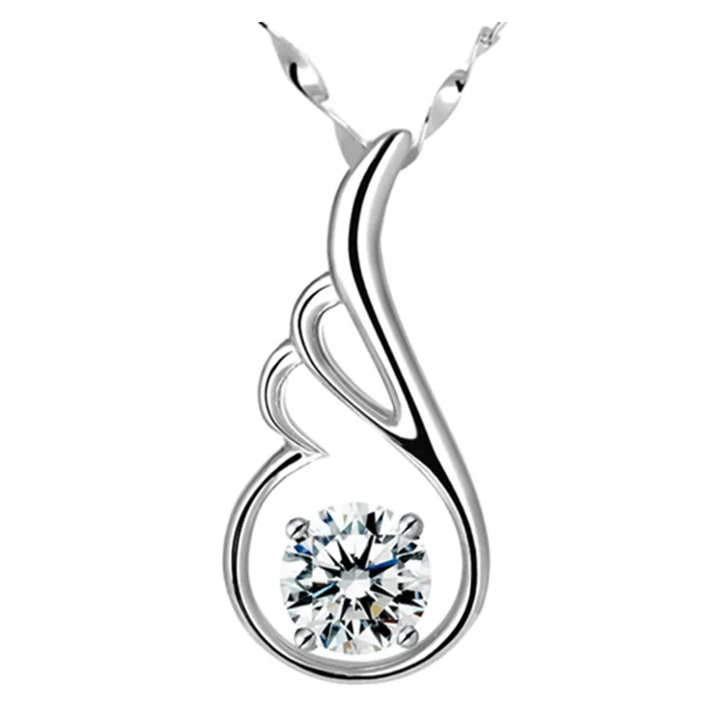 

Wholesale Pendant with Box Vintage Jewelry Solid Sterling Silver Women Infinite Sparkles Angel Pendant Necklace 45cm Chain
