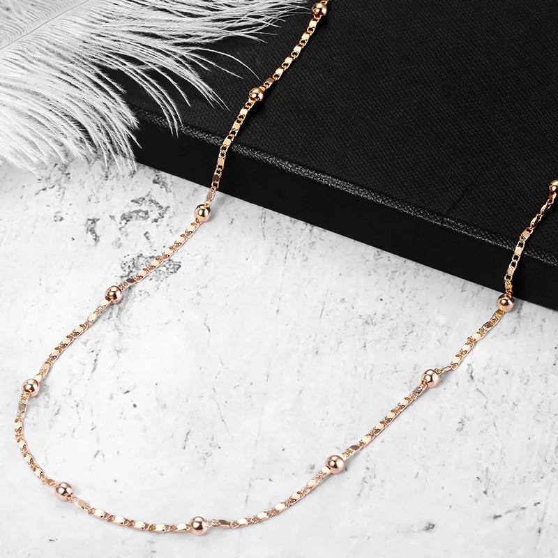

2mm Thin Marina Link Chain 585 Rose Gold Necklace for Women Girls Woman Jewelry Wholesale Valentines Gifts 50cm 60cm CN18