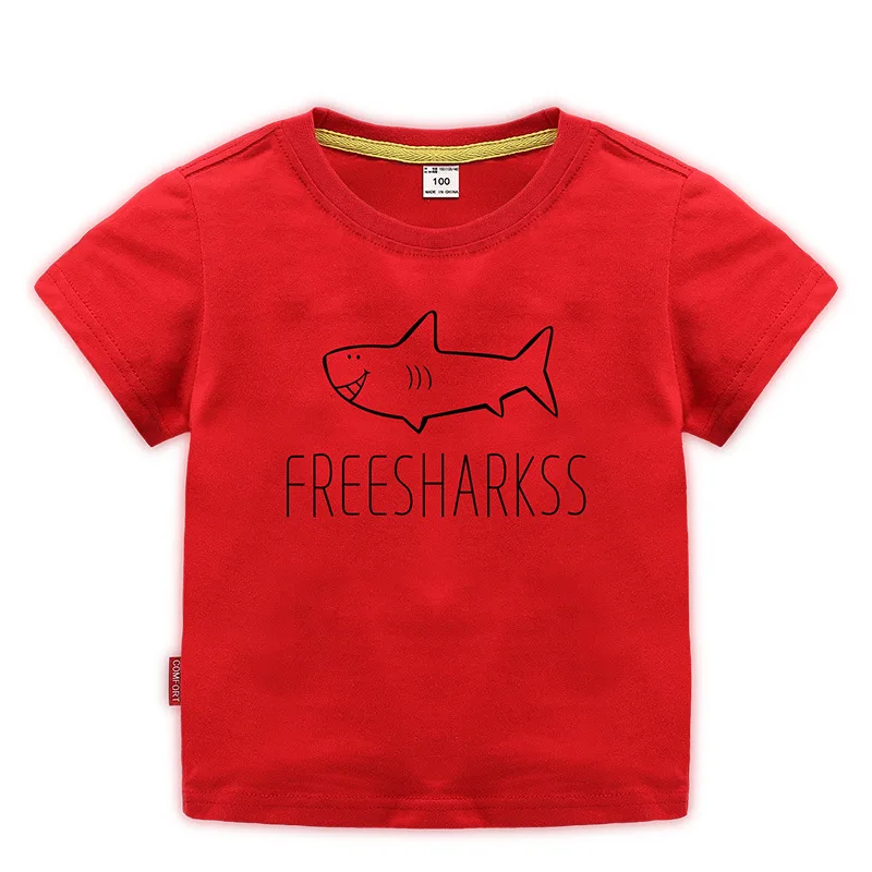 

2019 Boys T-Shirts Clothing Cotton Short Sleeve Novelty Design Shark Printed Pattern Children T Shirt High Quality Cheap Tees