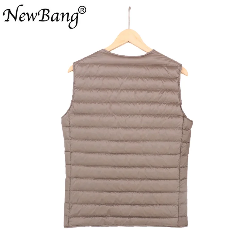Koop NewBang Mannen Bodywarmer Ultra Licht Bodywarmer Draagbare V hals Mouwloze Jas Man Winter Zonder Kraag Warme Voering