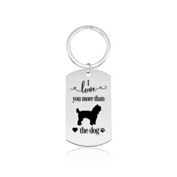 

Stainless Steel Yorkshire Terrier Keychains High Quality Silver Color I love you more than the dog Key Chains Keyrings