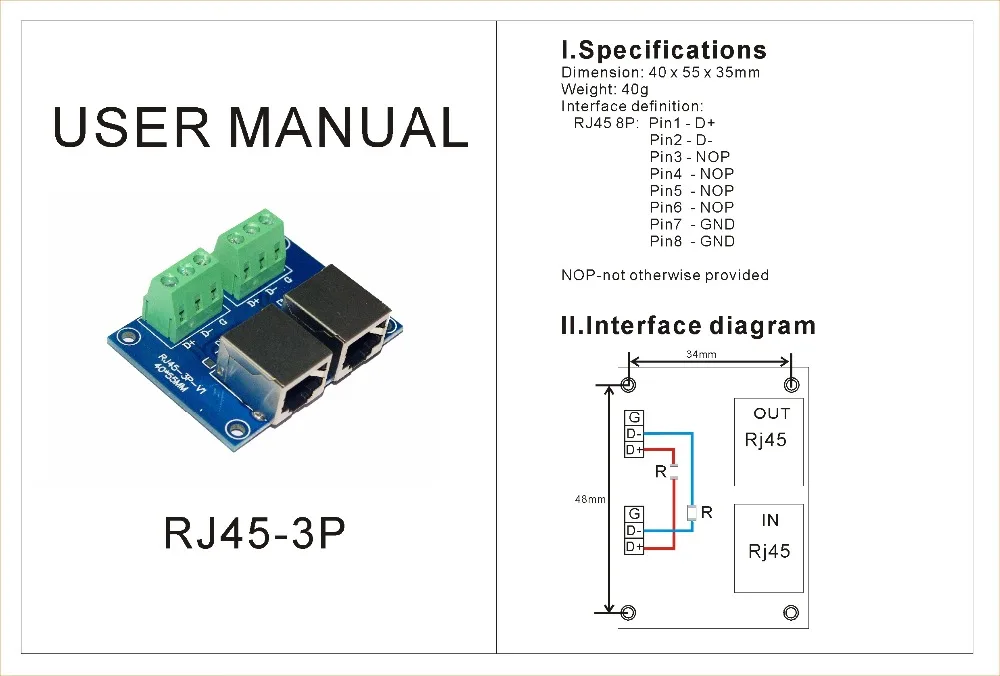 Сигнал Соединительный разъем 3 P RJ45