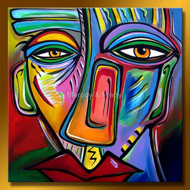 100 tangan dicat modern colorful wajah abstrak minyak