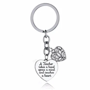 

12PC/Lot Teacher's Day Gifts A Teacher Takes A Hand Opens A Mind And Touches A Heart Charm Keyring Teachers Keychain Presents