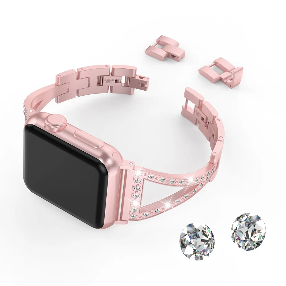 Ремешок из нержавеющей стали для Apple Watch Band 38 мм 42 iWatch Jewelry браслет Стразы