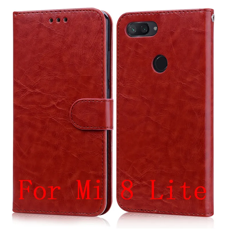 Кожаный чехол для Funda Xiao mi 8 Lite, чехол для Coque Xiaomi mi 8/Xiaomi mi 8 Lite, чехол-Кошелек, Чехол-книжка - Цвет: Brown