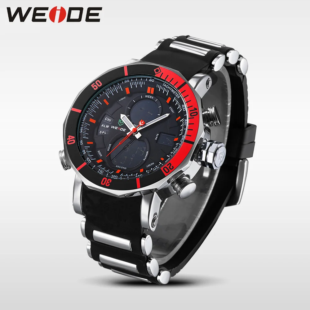 WEIDE Top Brand Watch Men Sports Series Luxury Logo Multi-functional Analog Quartz Digital Alarm Stopwatch Big Clock For Man