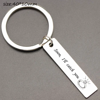 

Stainless Steel Keychain Engraved Soon I 'll Catch You Gift For Lovers' Couple Girlfriend Confession Key Tag Key Ring Holder