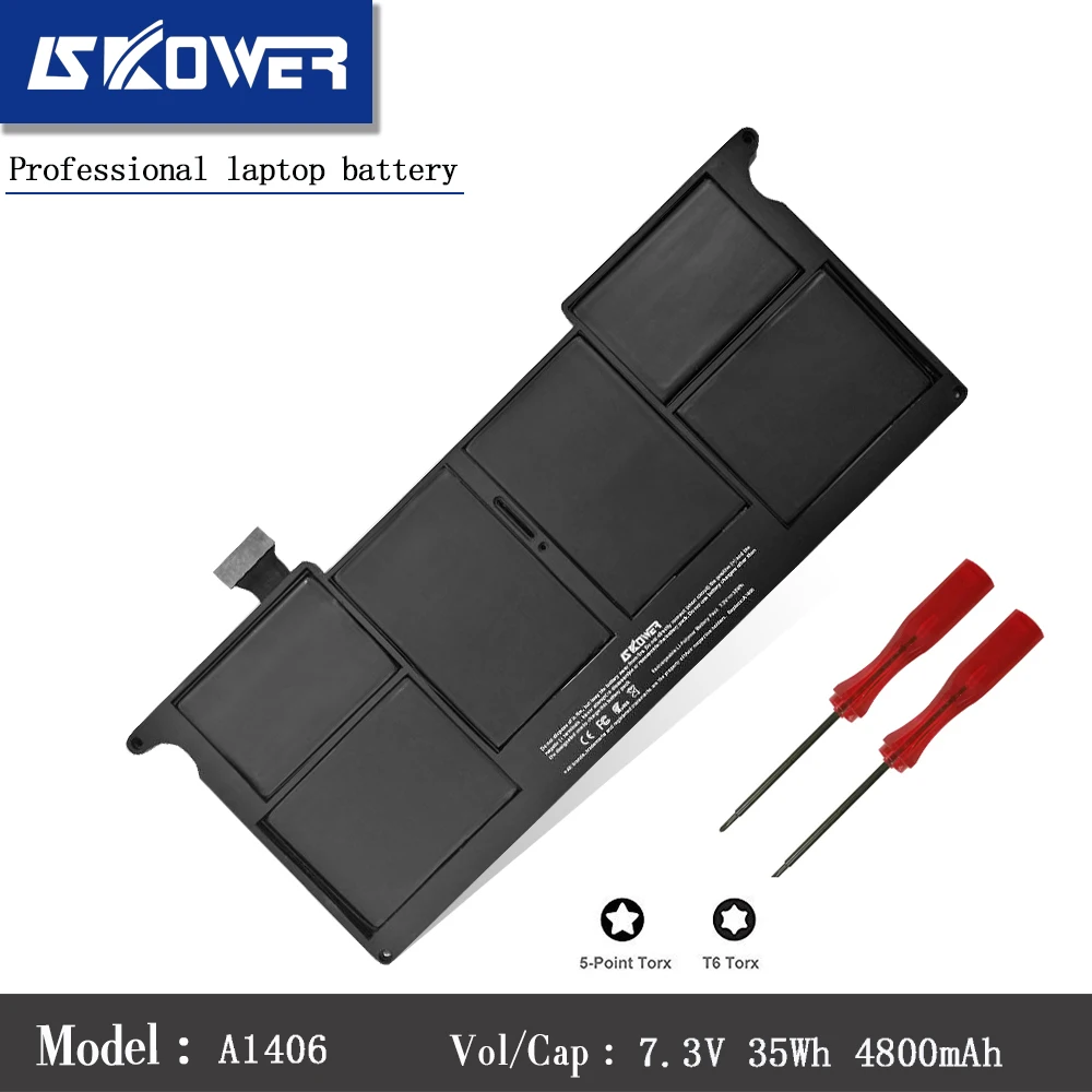 

SKOWER A1406 Battery For Apple MacBook Air 11" A1370 Mid 2011 A1465 2012 Version MC968 A1496 (2013 Air 11")