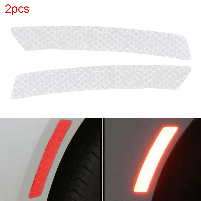 

2 Colors 14 x 2.3 CM 2pcs Crystal Lattice PVC Car Wheel Eyebrow Reflective Warning Front Bumper Rea Collision Avoidance Sticker