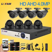LOFAM камера безопасности Система 8CH 4MP AHD DVR CCTV камера система 4.0MP Пуля для наружного и внутреннего видеонаблюдения CCTV комплект 8 каналов