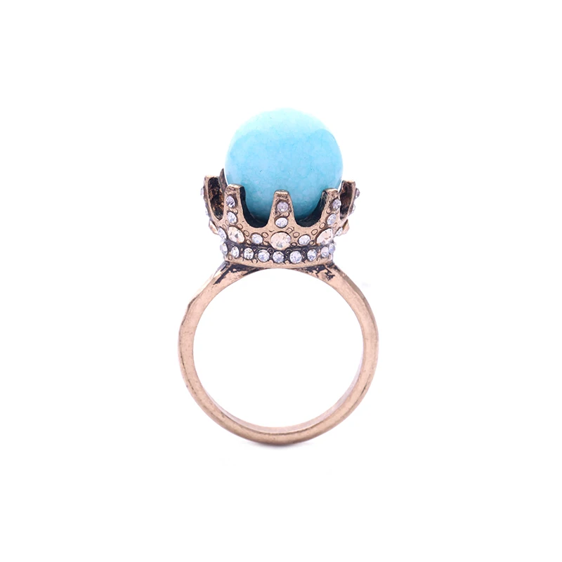 Bulk Price Blue Synthetic Stone Crystal Crown Dancing Party Ring