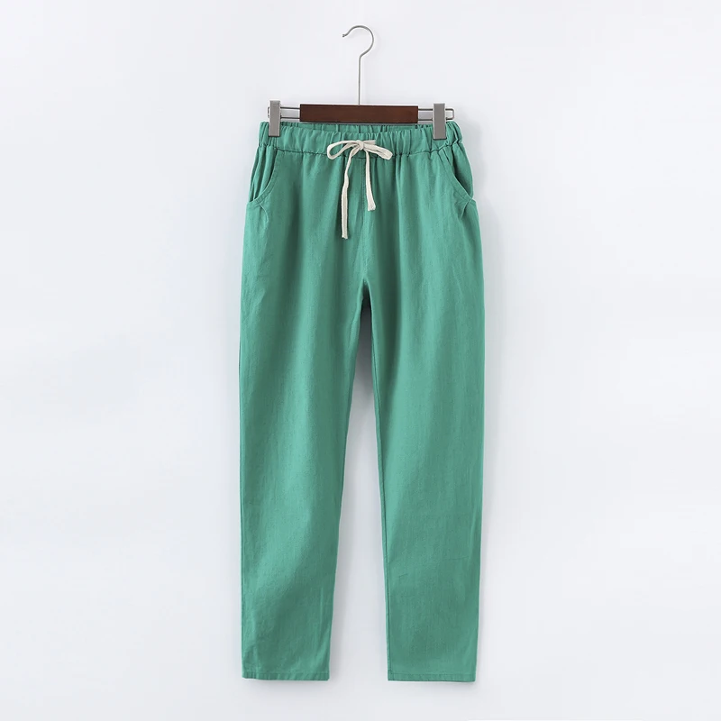Женские брюки, свободные, разные цвета, трендовые, большие размеры, элегантные, с высокой талией, летние, дышащие, женские, корейский стиль, брюки - Цвет: green3