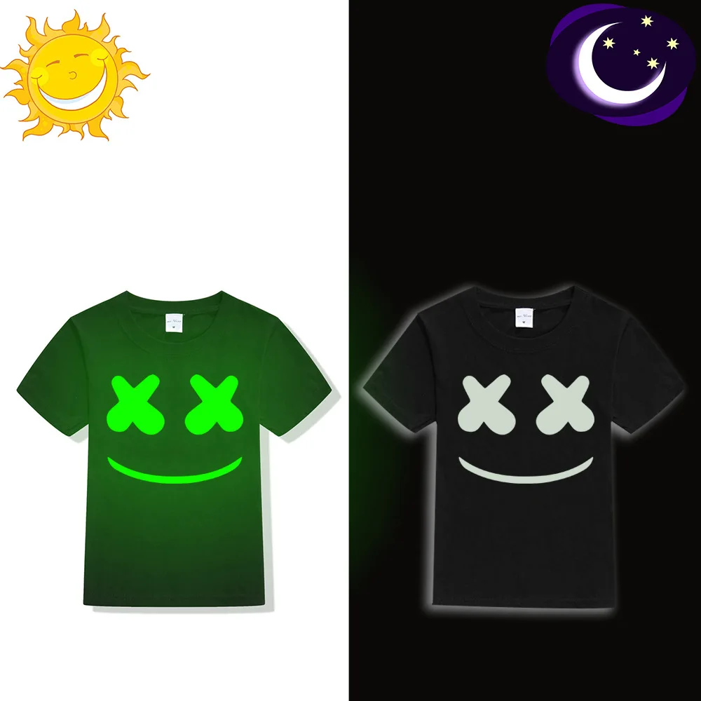 

Luminous Children T Shirt Kids Boys Tops Glow In Dark T-Shirt For Teens smile Cartoon Tops For Girls Sports Clothes Tees 2019