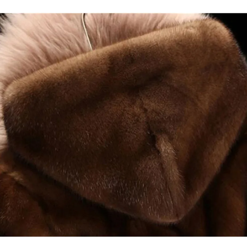 Большие размеры 6XL зимняя элегантная шуба из искусственной норки с капюшоном женская модель свободная Длинная женская Высококачественная норковая Меховая куртка пальто парка