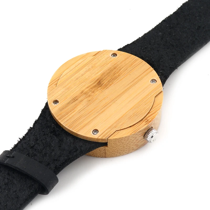 BOBO BIRD Mens Watch Handmade Bamboo Wristwatch with Genuine Leather Band Retail Box Wood Watches as Gifts C-C08