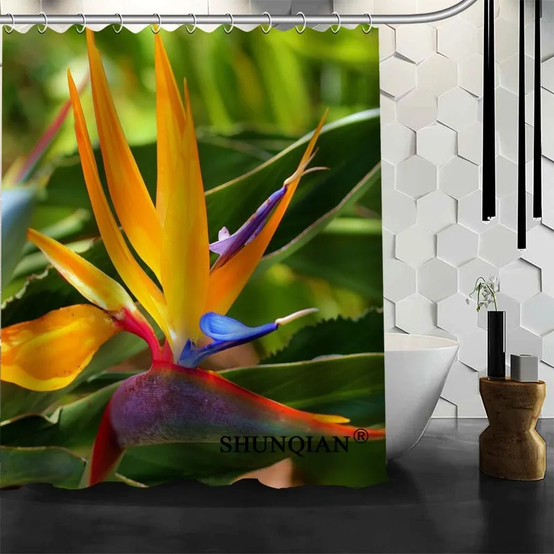 

Waterproof Bathroom Curtains Modern bird of paradise flower Shower Curtain polyester Bath screens Customized curtain