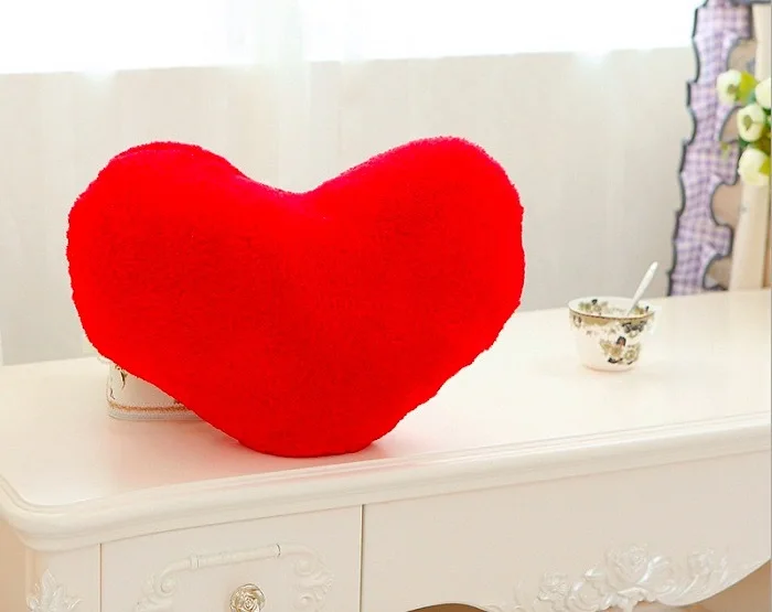 DUNXDECO Подушка флисовая подушка в форме сердца однотонная плюшевая игрушка кукла подарок декоративная подушка домашний декор