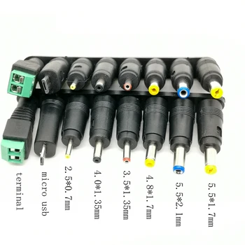

1 lot 8pcs DC Power Jack 5.5 x 2.1mm Female To 5.5*1.7mm 4.8 2.5 2.1 0.7 3.5 4.0*1.35mm micro usb termimal Male Plug AQJG