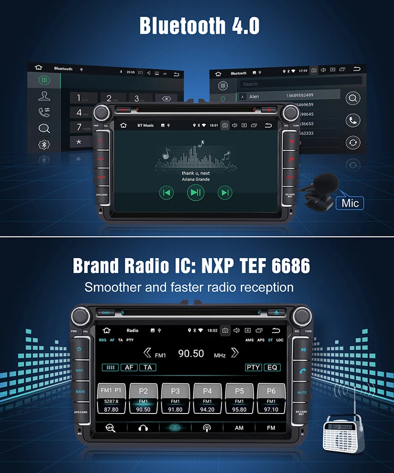 Excellent Pumpkin 2 Din 8" Car Multimedia Player Android 8.0 GPS Autoradio Stereo For Volkswagen/Golf/Skoda Wifi 4G DAB+FM Radio Fast Boot 3