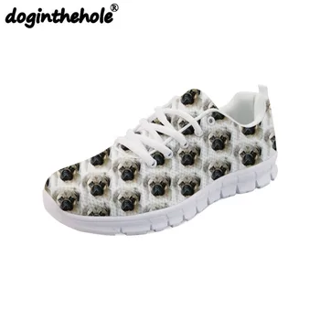 

doginthehole Summer Sport Shoes Women Men Cut Pug Dog Printing Women's Flats Running Shoes Lightweight Outdoor Mesh Sneakers
