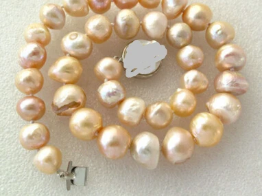 

bjc 000810 Pink Nugget Baroque Freshwater Pearl Necklace Blister Pearl Clasp