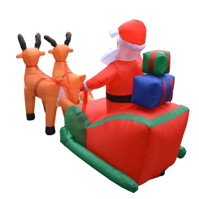 210cm Giant Inflatable Santa Claus Double Deer Sled LED Lighted Blows